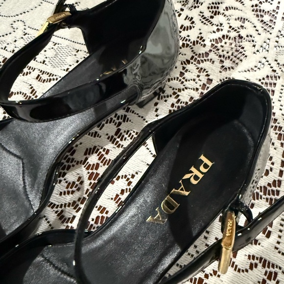 Authentic PRADA Modellerie Black Patent Leather Block Heel EU 37.5 US 7.5 - Picture 10 of 16